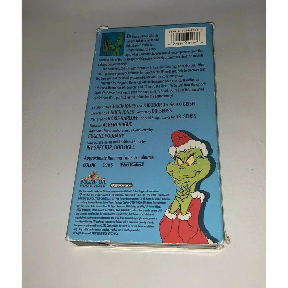 How the Grinch Stole Christmas VHS 1990 Children's Family Video Tape